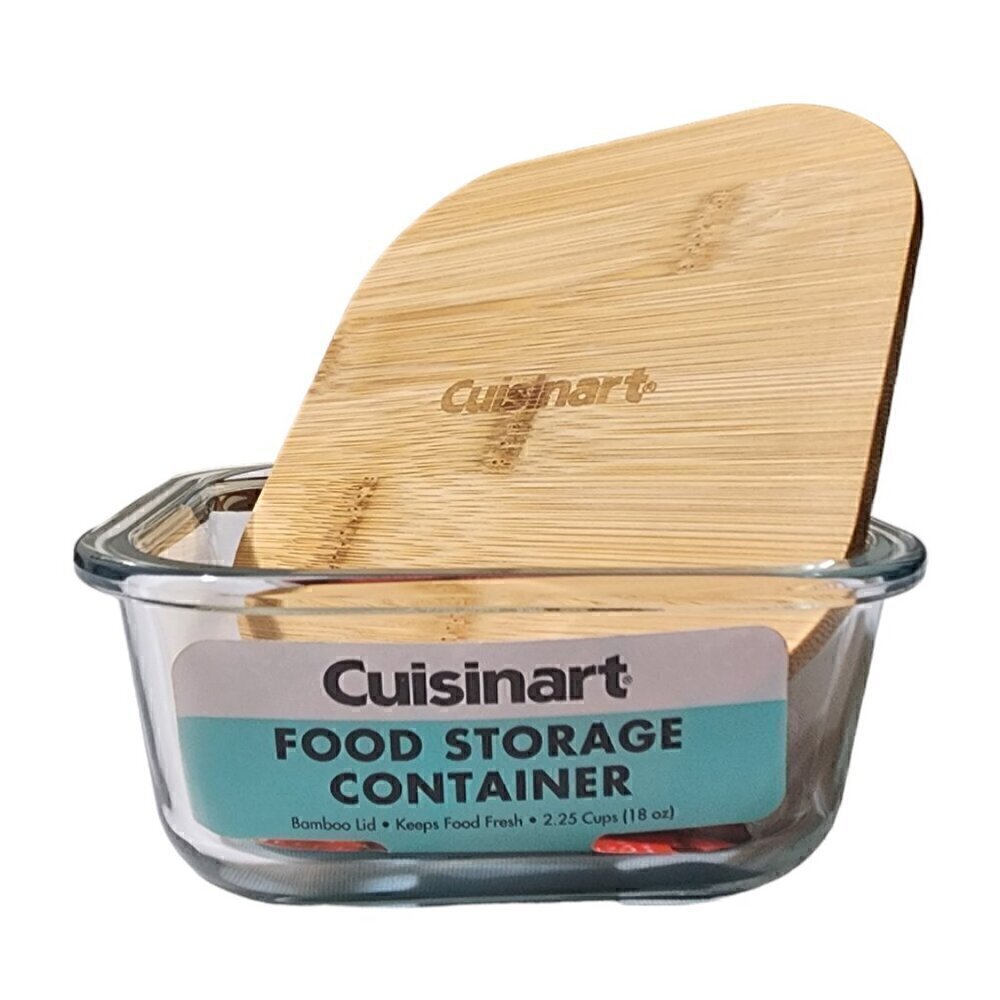 Cuisinart Glass Storage Container with Bamboo Lid Square Microwave Oven 5x5 New
